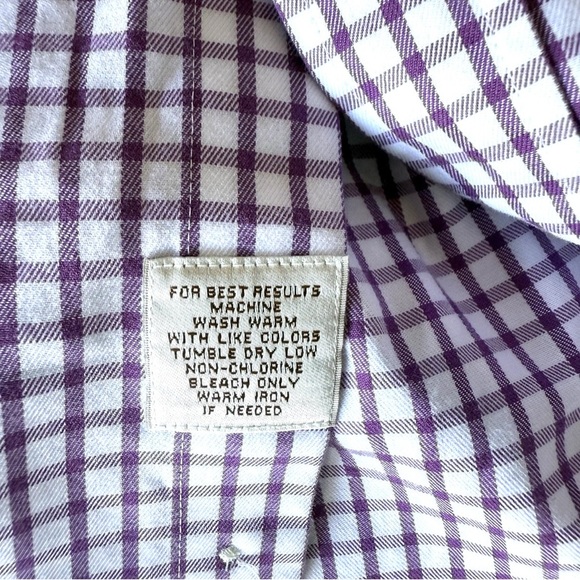 Peter Millar Button Up Shirt Nanoluxe Easycare Purple Windowpane Plaid Mens XXL - Picture 8 of 11